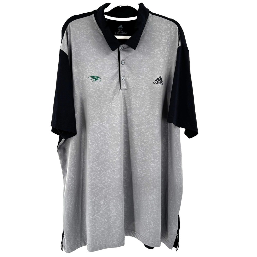Adidas Golf Polo‎ Shirt Men's 2XL Gray Activewear Performance Preppy Embroidered